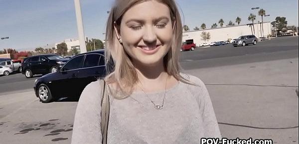  Picking up busty teen for action at parking lot